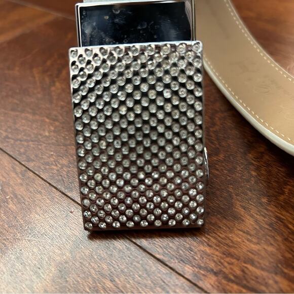 Nexbelt Women’s “Python Snake” White Leather Belt w/ Rhinestone Buckle,No Holes - Picture 6 of 13